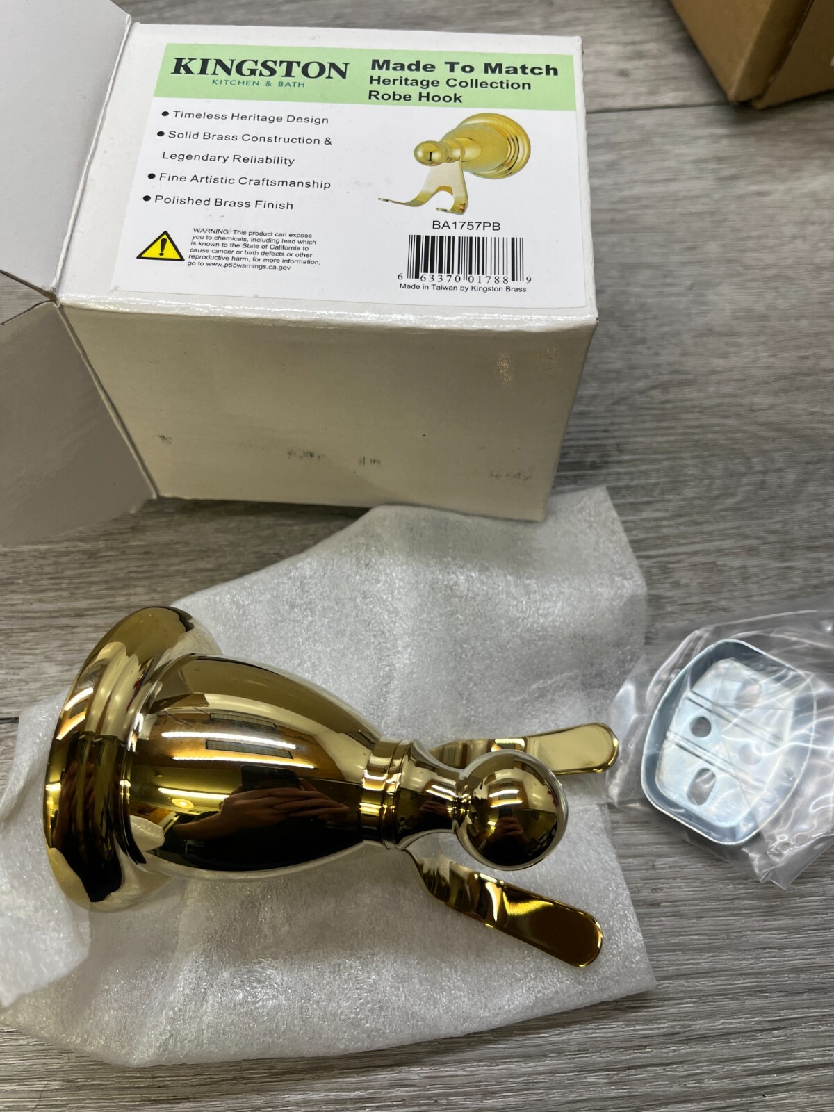 Kingston Brass BA1757PB Heritage Robe Hook Polished Brass 3-