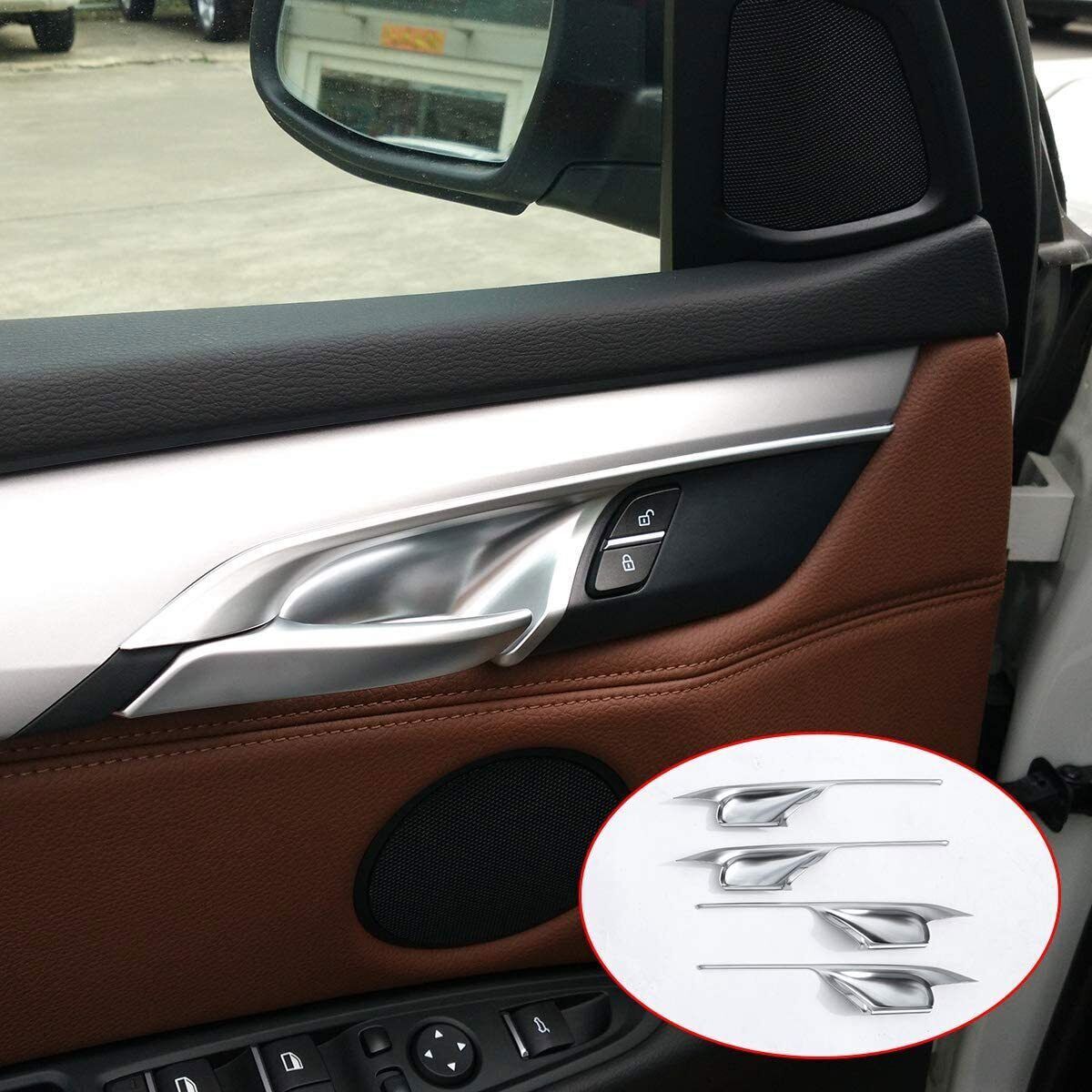 BMW X5 F15 X6 F16 ABS Silver Interior Door Handle Trim Set 2014-2018 4pcs