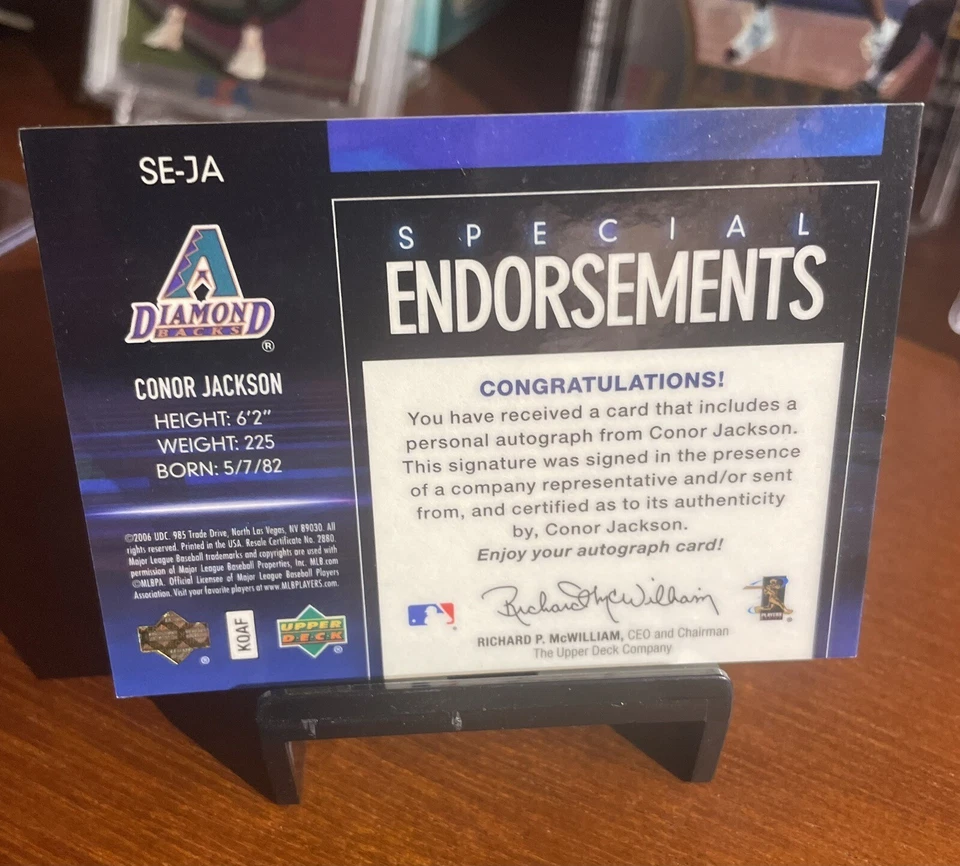 2006 Upper Deck Special F/X Конор Джексон Автограф Diamondbacks Почти как новый++ - Изображение 2 из 2