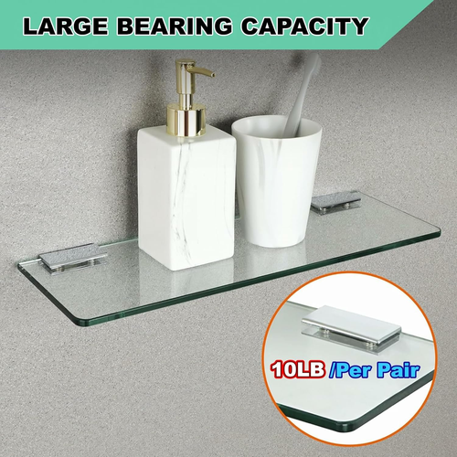 4 Stück Glas Regal Halterung verstellbar Dusche Schwerlast Rechteck Klemme 6-10 mm - Bild 5 von 8