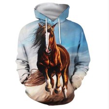 Women Men 3D Printed Pentium Horse Casual Hoodies Pullover Oversized Sweatshirts