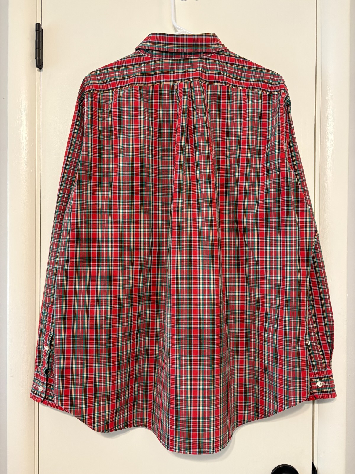 Polo Ralph Lauren uomo classica rossa verde a quadri con bottoni XL tasca pony