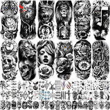72 hojas de tatuajes temporales para hombres, mujeres y adultos