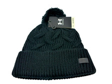 Under Armour Womens Colder Conditions Black Knit Pom Hat One Size New