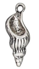 2 Antiqued Silver Plated Pewter 22x10.5mm 3D Sea Shell Charms 