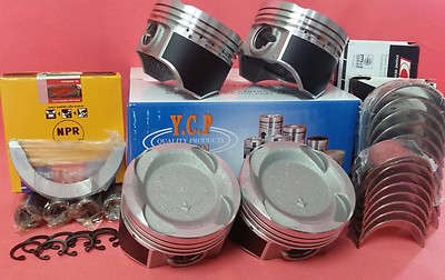 YCP 75.5mm Vitara Pistons Teflon Coated LowComp+NPR+Bearings For Honda D16 Turbo