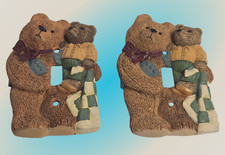 VTG 2x Ceramic Father Son Family 3D Teddy Bear Light Switch Cover Plate Nursery
