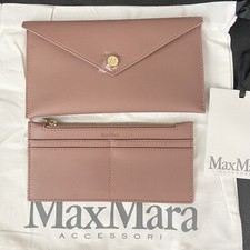 Nwt Max Mara Envelope Leather 2-in-1 Clutch Bag Rose Pink