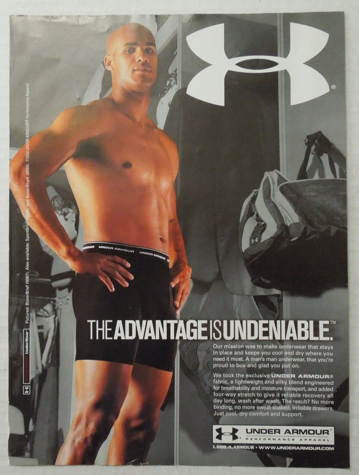 2003 UNDER ARMOUR Boxer Brief Magazine Annuncio Il vantaggio è innegabile.