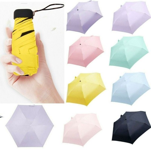 Mini Pocket Compact Umbrella Sun Anti UV 5-Folding Rain Windproof Travel Summer - Picture 1 of 20