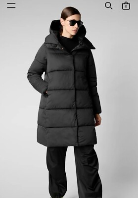 Save the Duck Women Black Sibyl Long Puffer Coat Size S NWT $498