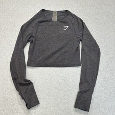 Gymshark Vital 2.0 Long Sleeve Crop Top Gray Size Small Thumb Loops Active GYM