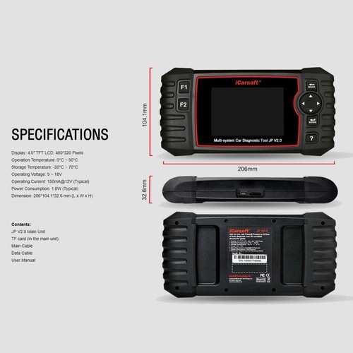 iCarsoft JP V2.0 - For NISSAN Professional Diagnostic Scan Tool -Official Outlet - Picture 4 of 9