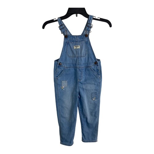 Oshkosh B'gosh Mono Azul Denim Bordado Flores Pantalones Ajustables Talla 4T - Imagen 3 de 9