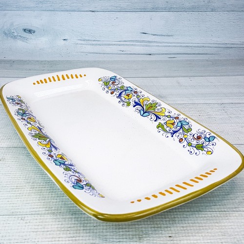 Ceramica Nova Deruta 12 x 7" Servierplatte Keramik Italien Blumen blau gelb