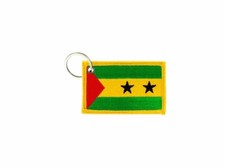 Keychain keyring embroidered patch double sided flagsao tome and principe