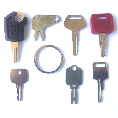 7 PC Heavy Equipment Key Set CAT Case John Deere Hitachi Hyster Komatsu Bobcat