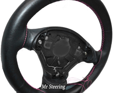 FÜR TOYOTA PASSO M300 04-10 SCHWARZ LEDERLENKRADBEZUG ROSA NÄHTE