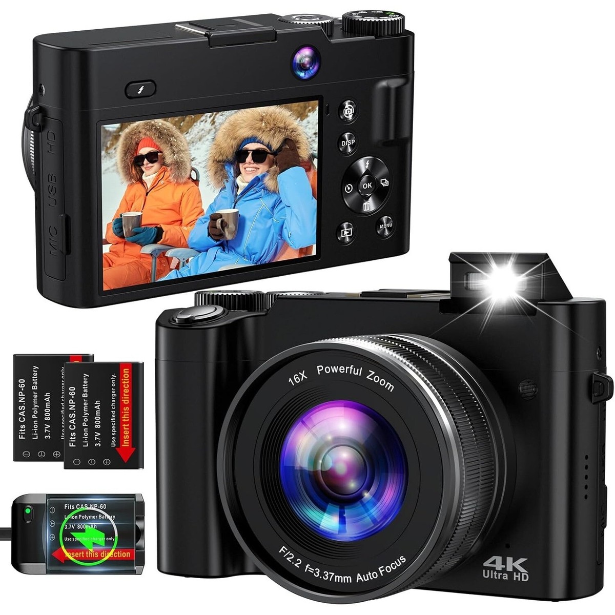 4K Digital Camera for Photography Autofocus 64MP Vlogging Camera for  Dua