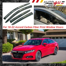 Fit Honda Accord 18-22 Carbon Fiber Print Window Visor Rain Vent Side Deflectors