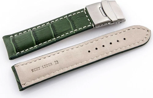 Armband Faltschließe Alligatorprägung Kalbsleder schwarz braun blau grün 20mmNEU - Bild 3 von 13