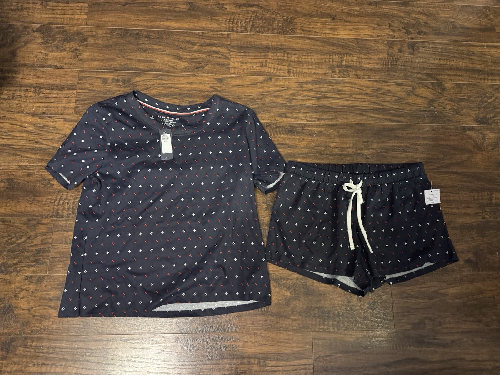 Tommy Hilfiger Women's Short Sleeve Top and Shorts Pajama Set Navy Sz:s