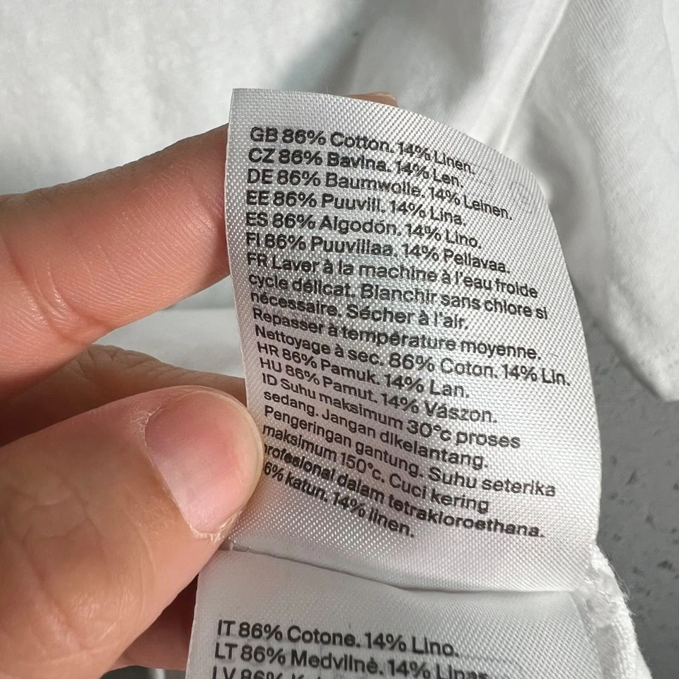 COS женщин размер XS белый расслабленный крой футболка хлопок и лен смесь - Изображение 4 из 4