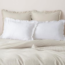 Washablecotton pillowcase with ruffled edge Standard size,set of 2 20 in x 26 in