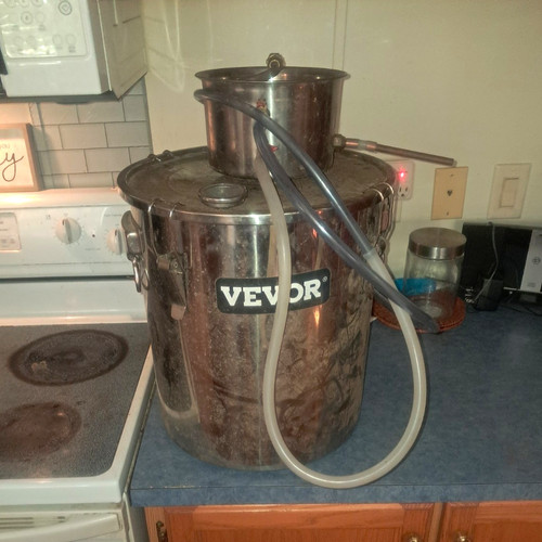 VEVOR Countertop Manual Steel Still Distiller, Silver, Thermometer for Liquor