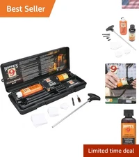 Compact .38/.357 & 9mm Pistol Cleaning Kit with Aluminum Rod & Solvent Included