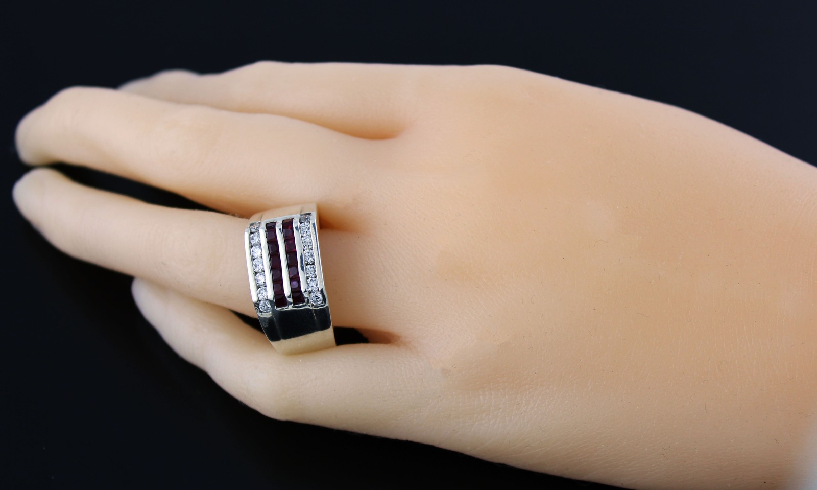 EFFY 925 Sterling Silver Ruby White Sapphire Ring… - image 2