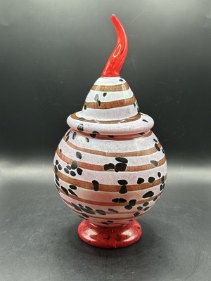 Extremely RARE Unique Design Vase Bowl Jar w/ Lid Heavy Signed Love Muffin 2011