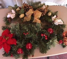 Artificial Poinsettia and Pine Christmas Wreath Door Decorations Christmas Tree