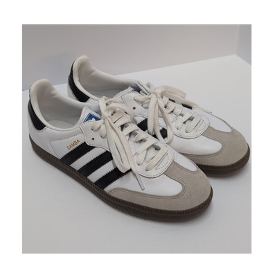 adidas Samba Men s Low Top Leather Sneakers White/Black Size 9 
