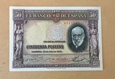 Espana Spain Currency 1935 50 Pesetas  El Banco de Espana