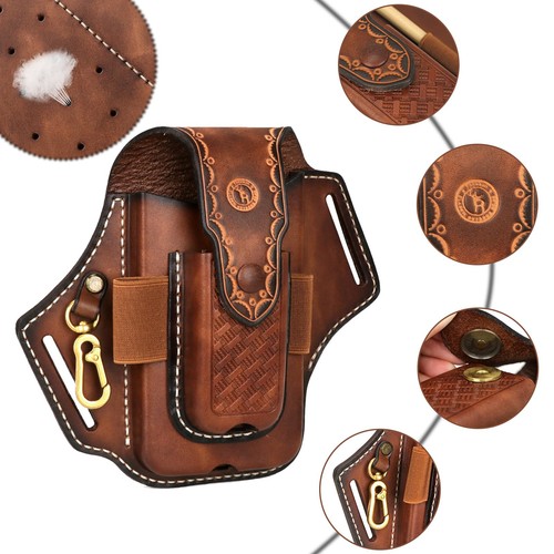 Tourbon Leather Cell Phone Holster Pouch Case Tool Multitool Sheath Flashligh... - Picture 9 of 9