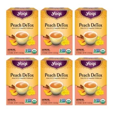 Yogi Tea Peach DeTox Tea - 16 Tea Bags per Pack (6 Packs) - Organic DeTox Tea...