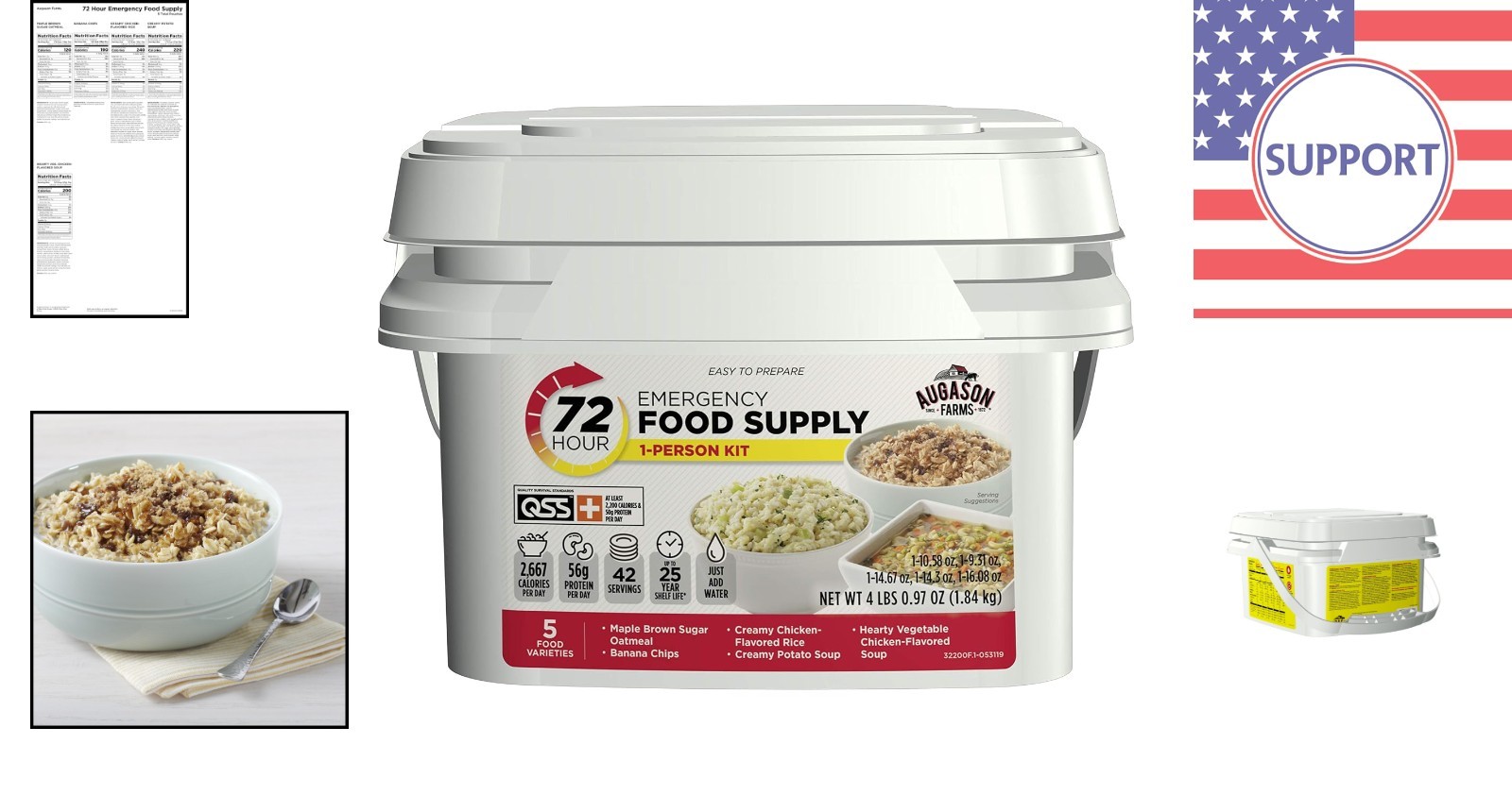 Survival-Ready 72-Hour Food Supply for One - 2,667 Daily Calories, 5 Varieties