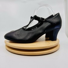 Bloch T Strap Character Shoes Women  s 10.5 Black Dance Heels Leather Sole Roxie