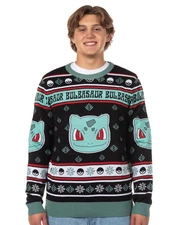 Pokemon Character Design Men's Crewneck Ugly Sweater for Christmas