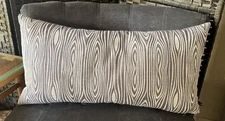 Rodeo Drive Home Luxury Long Lumbar Pillow Grey Wavy Velvet Cotton Lux