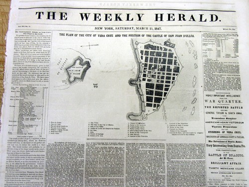 2 1847 display newspapers wth MAPS of MEXICO Battles of THE MEXICAN-AMERICAN WAR