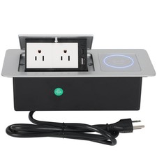 Pop Up Outlet with 15W Wireless Charger, Power Strip with 2 AC Outlets, USB A...