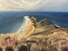 Original Artwork: "Golden Heights" Mountain Landscape Meets Traditional Seascape