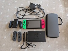 Nintendo Switch 32GB Console Bundle Neon Green/Pink Joy-Con Dock Charger Case