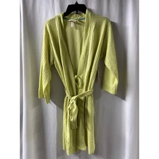 Joy Spun NWT Chartreuse Women's Short Wrap Robe with tie Size M