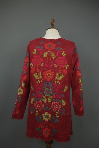 GUDRUN SJODEN Multi Floral Linen Long Sleeve Button Front Cardigan Sweater Sz M - Picture 7 of 12