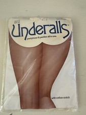 Vintage Underalls Pantyhose Size CD Beige Brief Nude Legs Reinforced Toe NOS 310