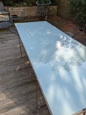 Lovely Grey/Blue Tempered Glass Large Garden/Dining Table