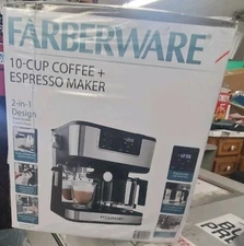 FARBERWARE DUAL BREW 10 CUP COFFEE + ESPRESSO MAKER TOUCHSCREEN BLACK/STAINLESS